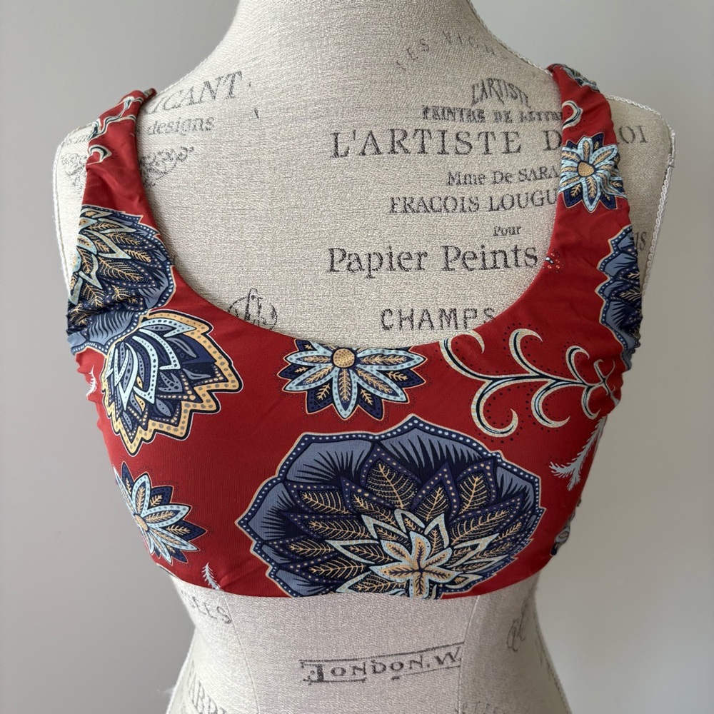 Roxy Reversible Floral Red and Blue Bikini Top